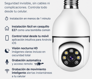 Cámara de Seguridad Inteligente adaptador bombilla