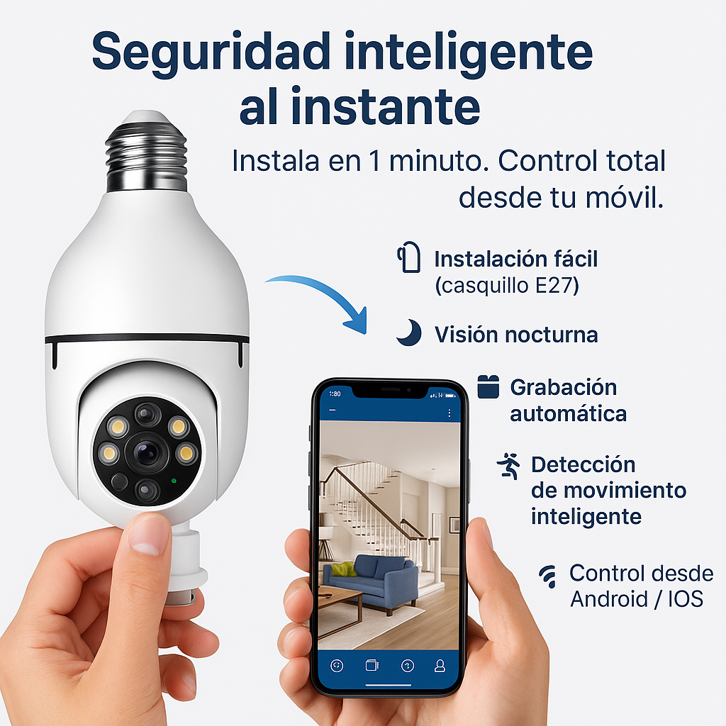 Cámara de Seguridad Inteligente adaptador bombilla